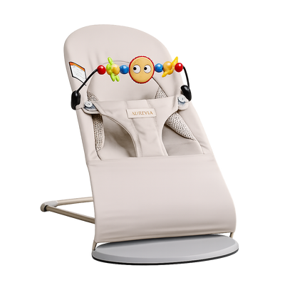 Aurevia™ Foldable Baby Rocker with 3-Level Height Adjustment & Toys